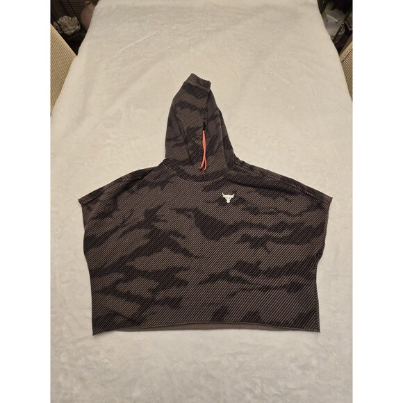 UA Project Rock Hoodie Womens S Fleece Workout Cover Crop 1371373 Camo Green $55 - Picture 1 of 10